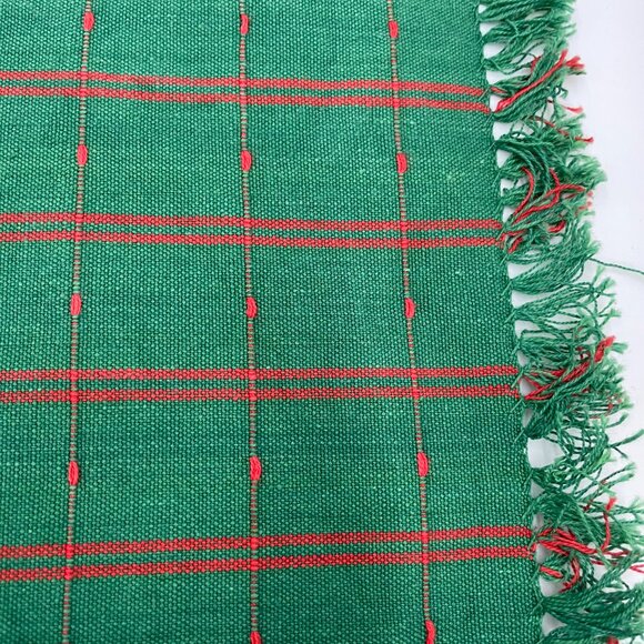4 Cloth Napkins Green Red‎ Fringe Square Christmas Holiday One Unique Striped - Picture 8 of 15